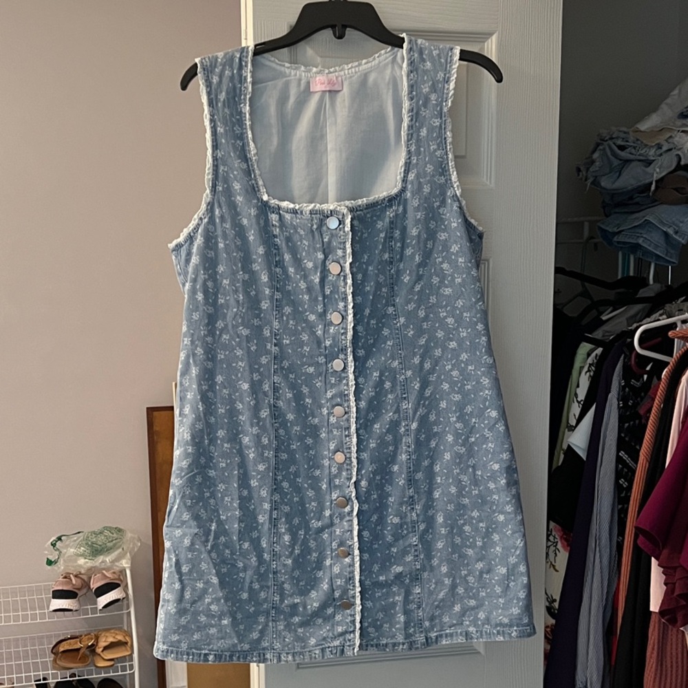 Pink Lily Blue Floral Mini Dress
